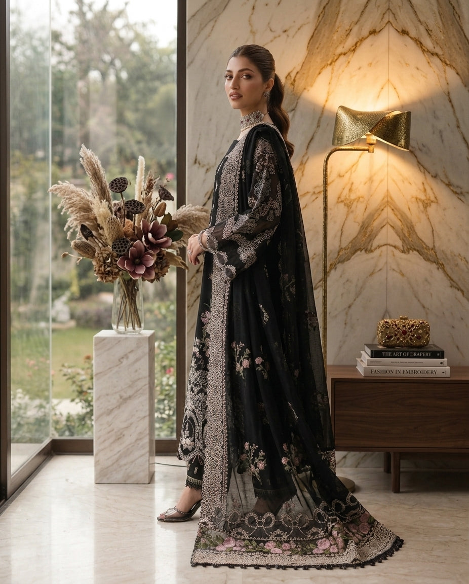 Dhanak Embroidered 3Pc Suit | IC-1003
