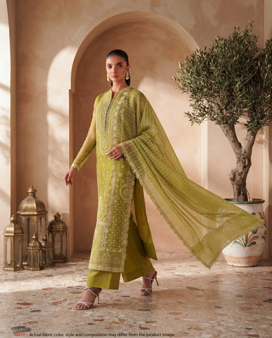 Dhanak Embroidered 3Pc Suit | IC-1005