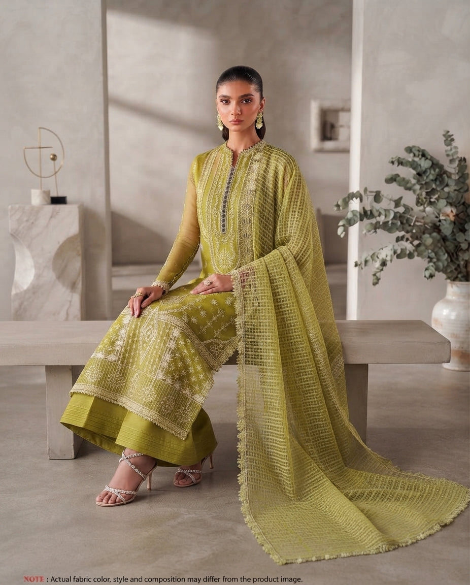 Dhanak Embroidered 3Pc Suit | IC-1005