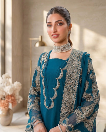 Dhanak Embroidered 3Pc Suit | IC-1002