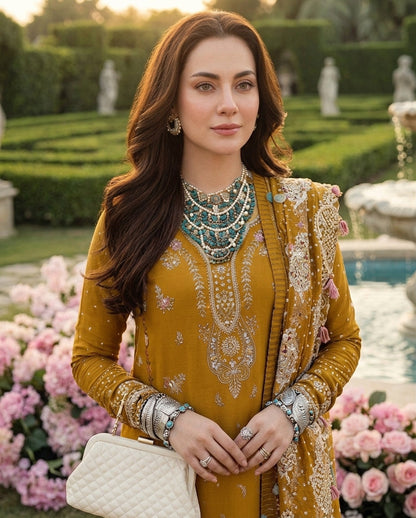 Dhanak Embroidered 3Pc Suit | IC-1008