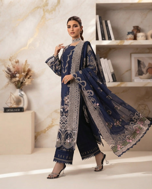 Dhanak Embroidered 3Pc Suit | IC-1006