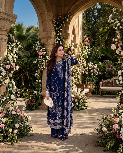 Dhanak Embroidered 3Pc Suit | IC-1001