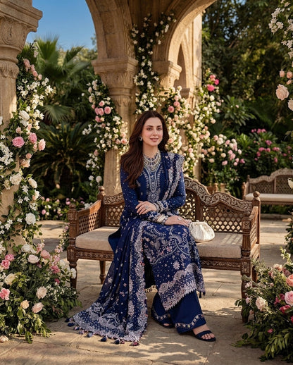 Dhanak Embroidered 3Pc Suit | IC-1001