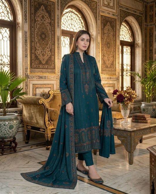 Dhanak Embroidered 3Pc Suit | IC-2002