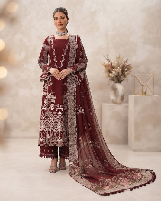 Dhanak Embroidered 3Pc Suit | IC-1004