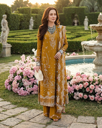 Dhanak Embroidered 3Pc Suit | IC-1008