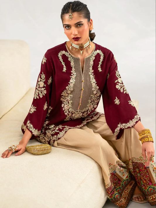 Ethnic Shamoz Silk Embroidered 2PC