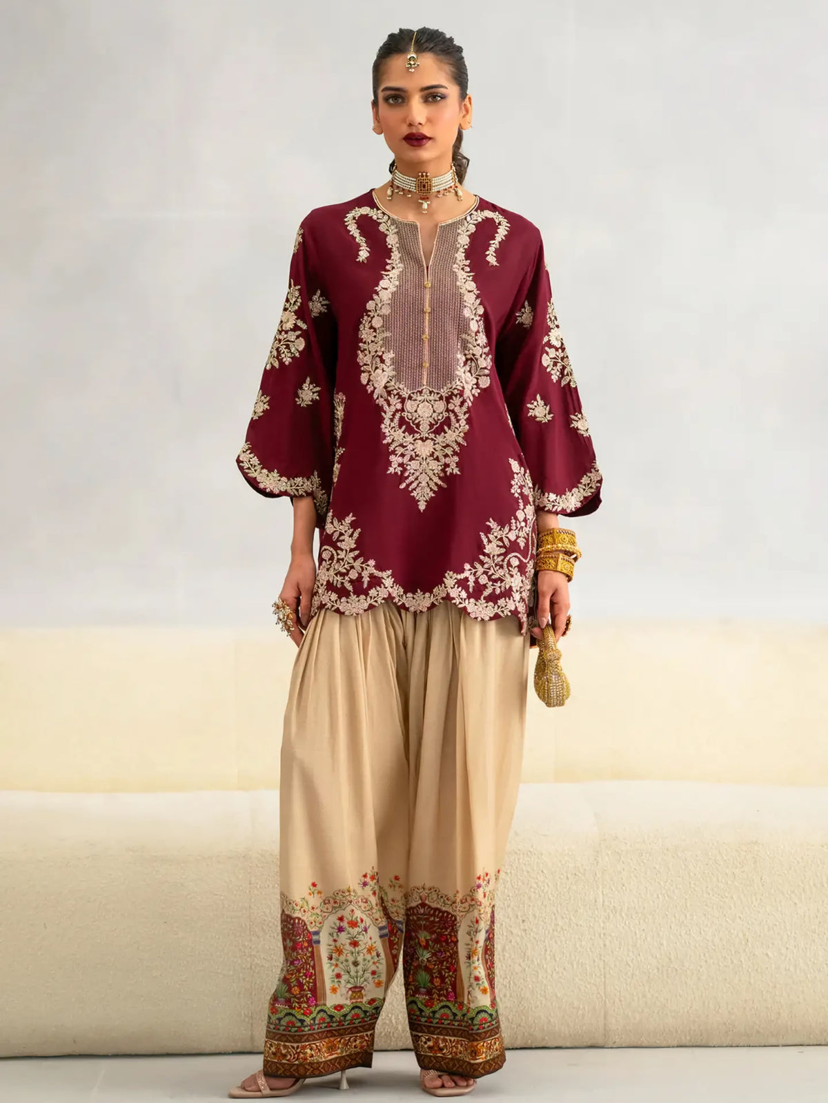 Ethnic Shamoz Silk Embroidered 2PC