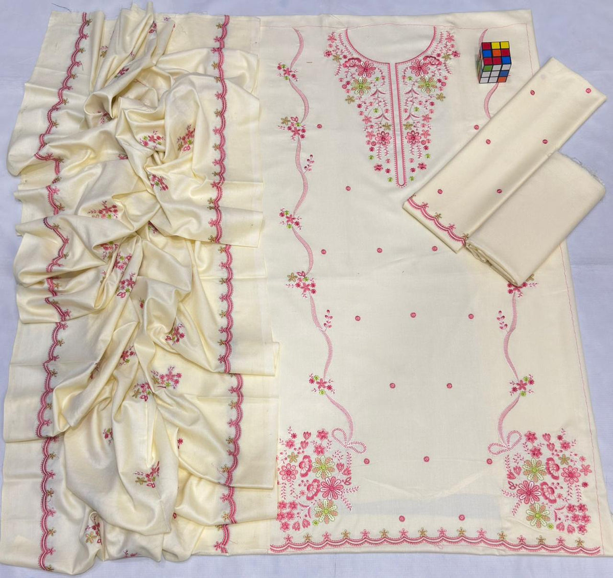 Dhanak Embroidered 3Pc Suit | IC-5123