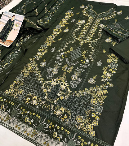 Dhanak  3PEmbroideredc Suit | IC-5182