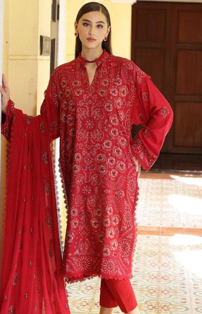 Dhanak Embroidered 3Pc Suit | IC-5007