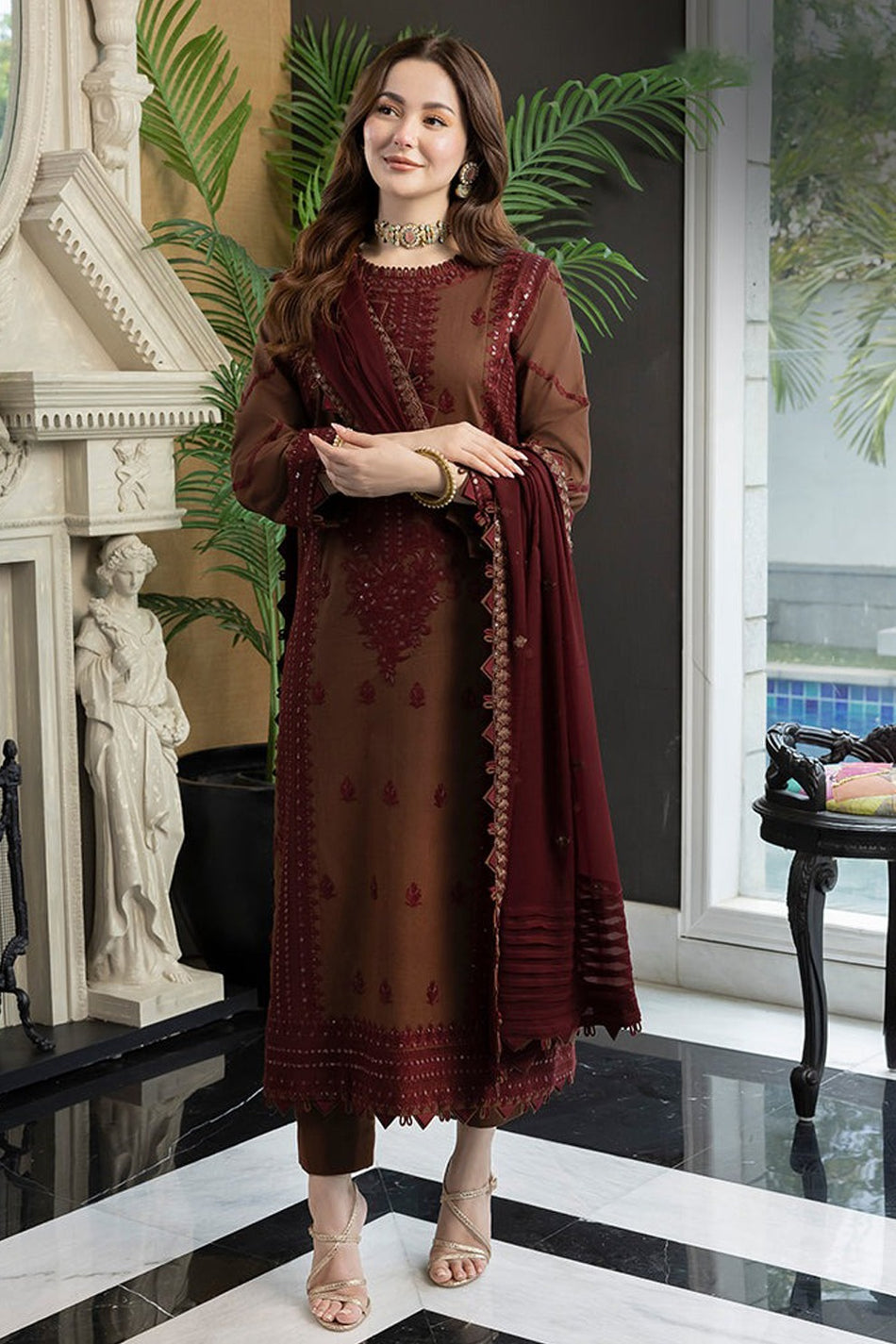 Dhanak Embroidered 3Pc Suit | IC-2001