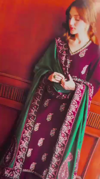 Dhanak Embroidered 3Pc Suit | IC-5190
